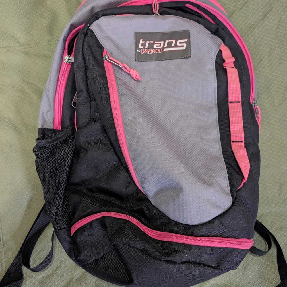 Trans by JanSport Black and Gray Backpack with Pink Accents